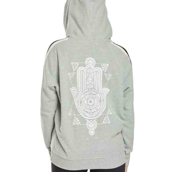 NWOT Spiritual Gangster Hamsa Classic Raglan Hoodie Gray XS - Picture 1 of 6